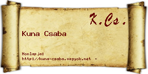 Kuna Csaba névjegykártya